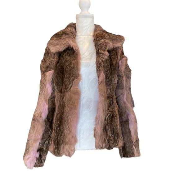 Vintage Y2K Kaity Purple Dyed Rabbit Fur Bold Mobwife Maximalism Coat Sz Medium